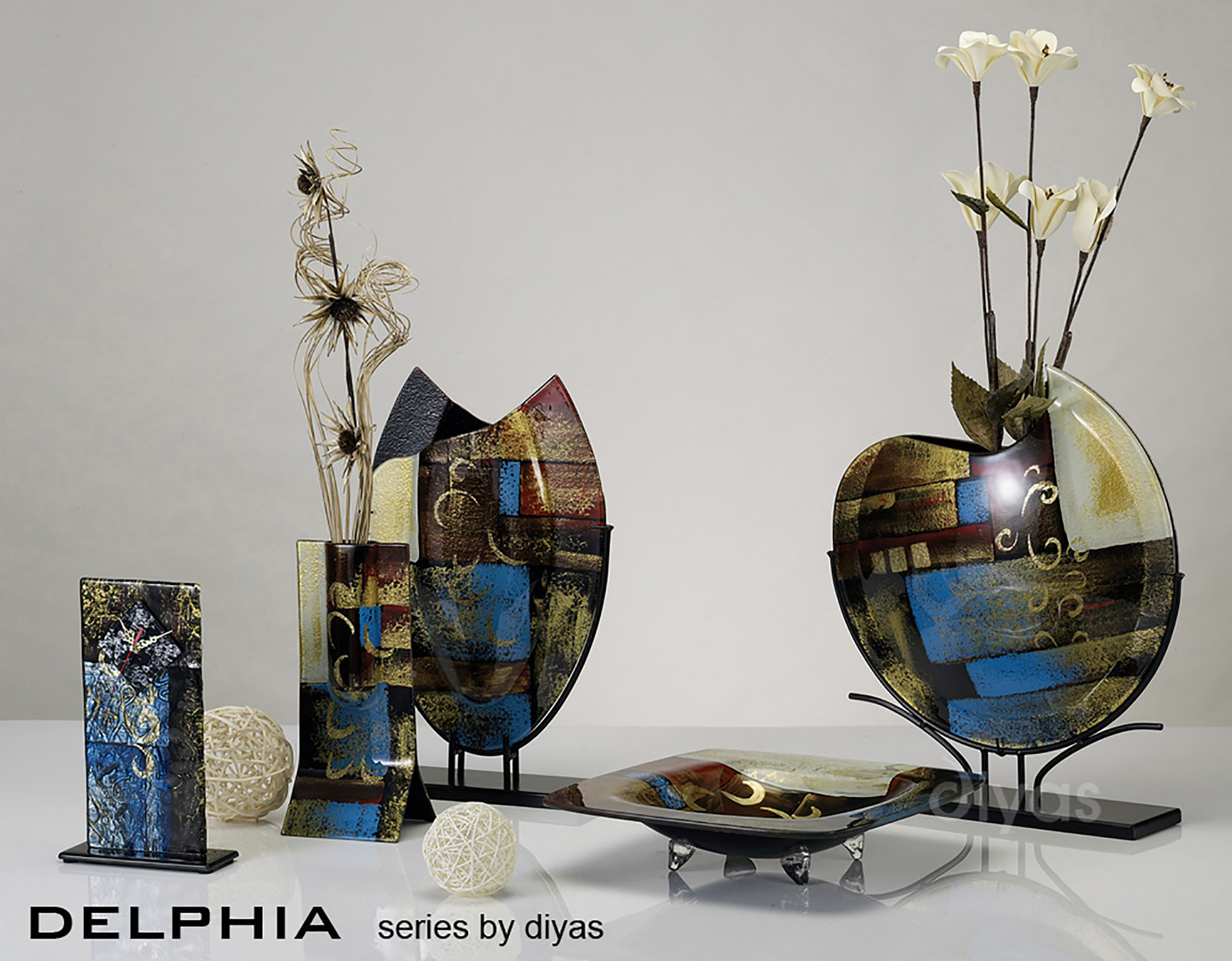 Delphia Glitter Art Glassware Diyas Home Platters